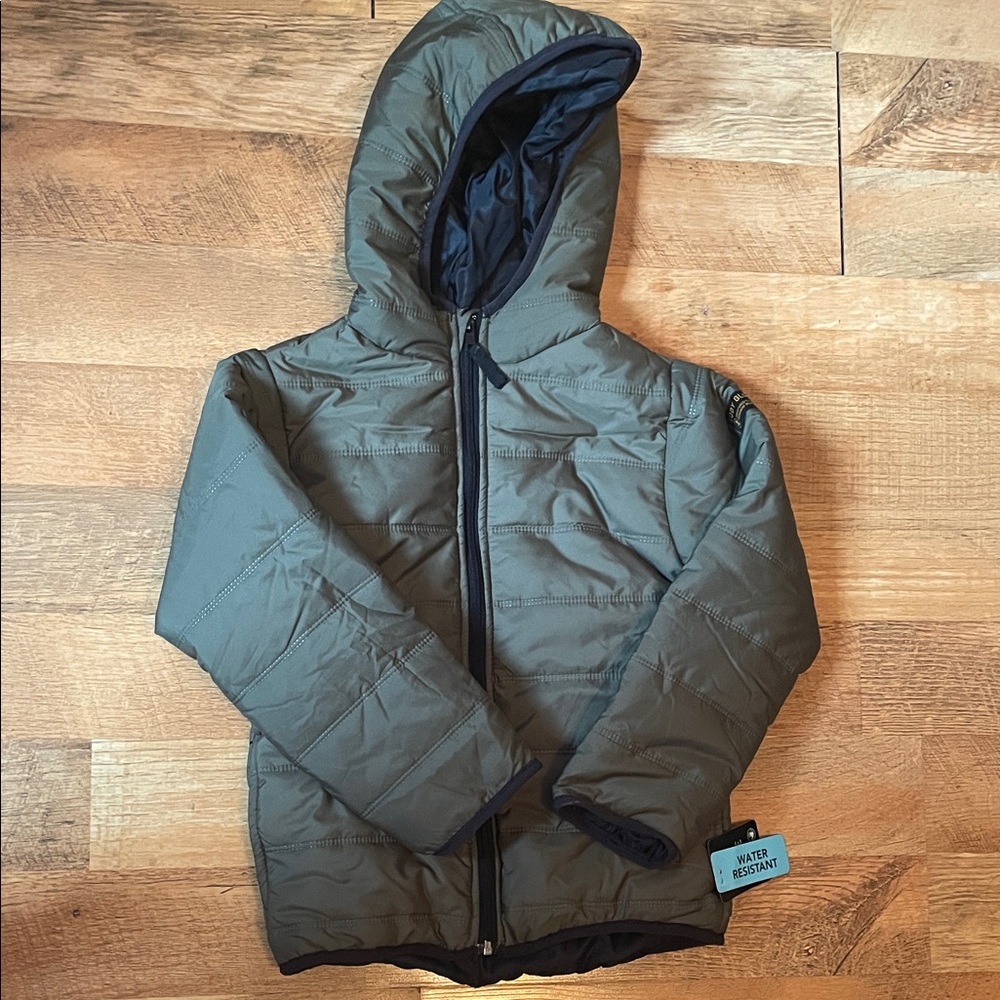 BODY GLOVE Logo ☀️🌊 Size 8 Kids Water-Resistant Puff Green Jacket Redondo Beach
